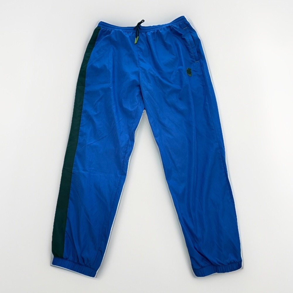 Adidas Women's Track Pants Blue W/ Green Stripe Basketball Large Streetwear NWOT